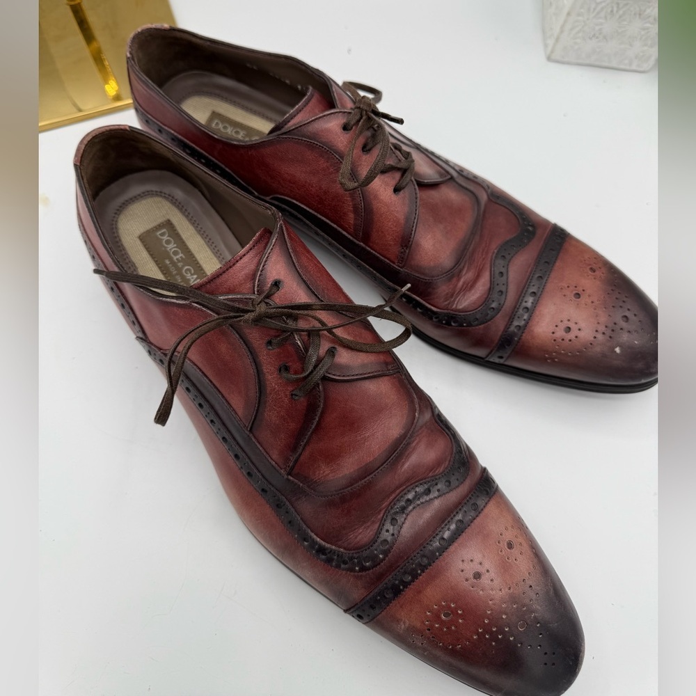 Dolce & Gabbana Brown Leather Brogue Lace‎ Up Derby Shoes